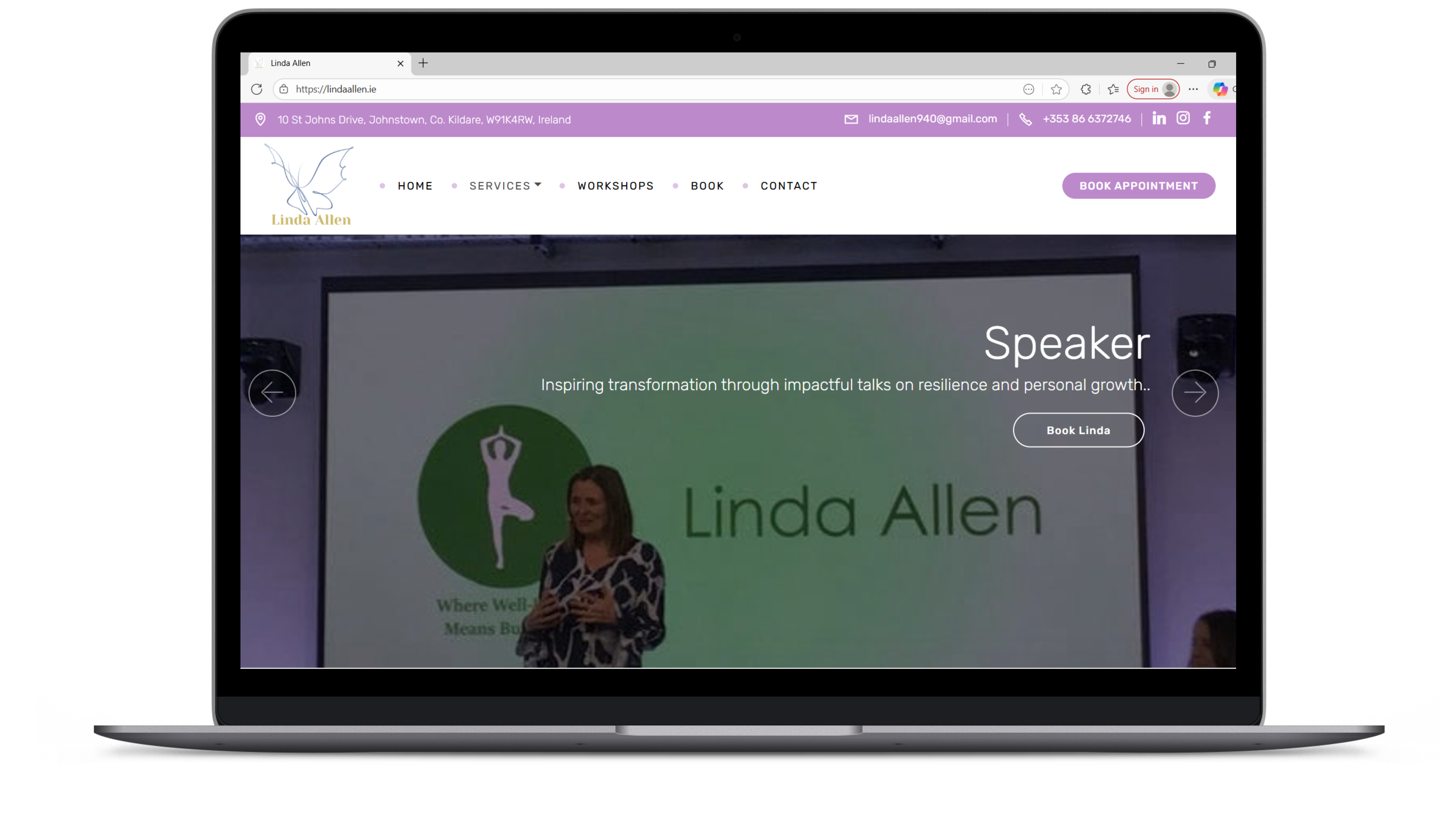 Linda Allen Professional Services Website - Elegant design establishing credibility